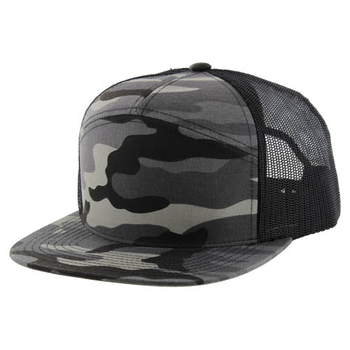 BLANK 7 PANEL MESH TRUCKER SNAPBACK CAP display picture 3