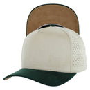 5 PANEL HIGH CROWN SUEDE LASER CUT, BUCKLE BACK SNAPBACK