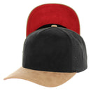 5 PANEL HIGH CROWN SUEDE LASER CUT, BUCKLE BACK SNAPBACK