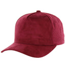 5 PANEL HIGH CROWN SUEDE LASER CUT, BUCKLE BACK SNAPBACK