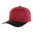5 PANEL HIGH CROWN SUEDE LASER CUT, BUCKLE BACK SNAPBACK