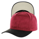 5 PANEL HIGH CROWN SUEDE LASER CUT, BUCKLE BACK SNAPBACK