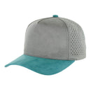 5 PANEL HIGH CROWN SUEDE LASER CUT, BUCKLE BACK SNAPBACK