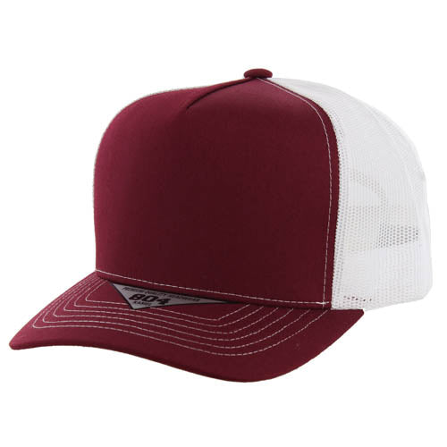 BLANK COTTON 5 PANEL SNAPBACK TRUCKER BALL CAP