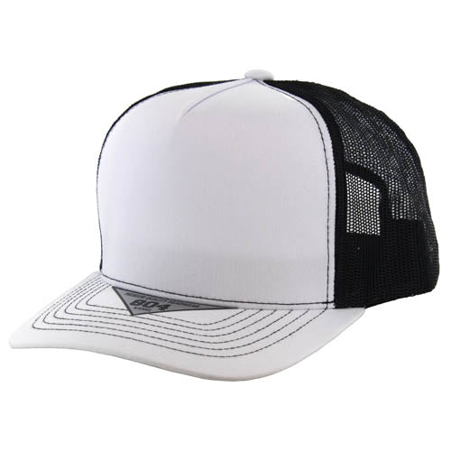 BLANK COTTON 5 PANEL SNAPBACK TRUCKER BALL CAP