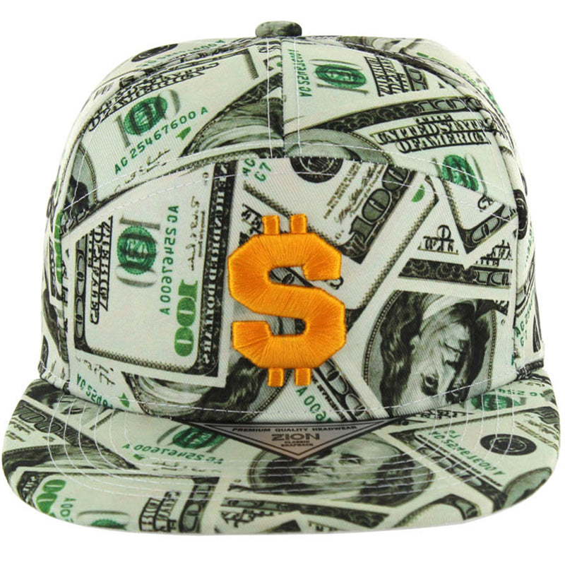 EMBROIDERY DOLLAR PRINTED COTTON SNAPBACK CAP