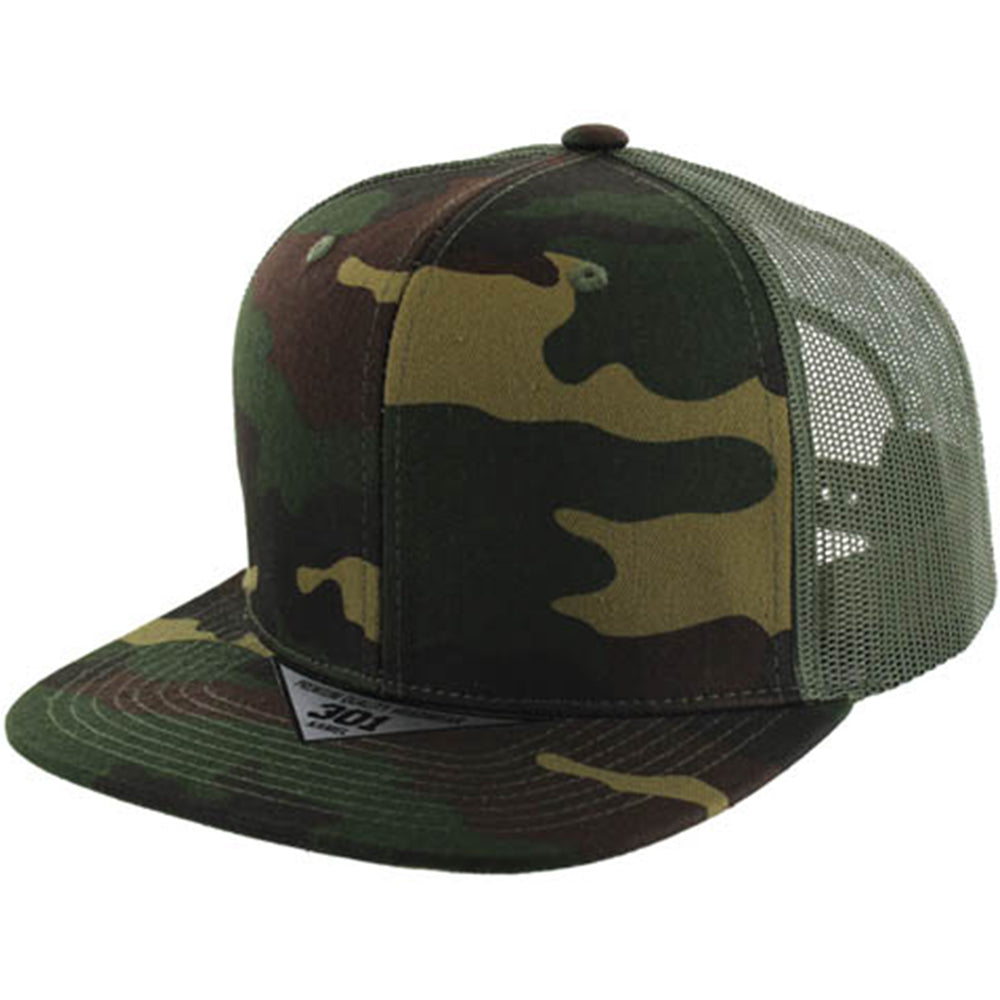 BLANK TWILL 6 PANEL MESH TRUCKER SNAPBACK CAP