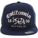 CALI BEAR SILVER PATCH COTTON SNAPBACK CAP