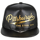 GOLD PATCH DETAILING CARBON PU SNAPBACK CAP