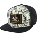 PU PATCH DETAIL DOLLAR PRINT SNAPBACK CAP