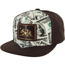 PU PATCH DETAIL DOLLAR PRINT SNAPBACK CAP