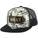 PU PATCH DOLLAR PRINT TRUCKER SNAPBACK CAP