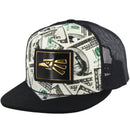 PU PATCH DOLLAR PRINT TRUCKER SNAPBACK CAP