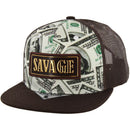 PU PATCH DOLLAR PRINT TRUCKER SNAPBACK CAP