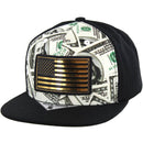 PU PATCH DETAIL DOLLAR PRINT SNAPBACK CAP