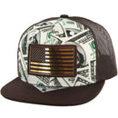 PU PATCH DOLLAR PRINT TRUCKER SNAPBACK CAP
