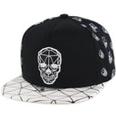 SKULL EMBROIDERY DETAIL PU VISOR SNAPBACK CAP