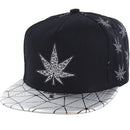 MARIJUANA EMBROIDERY PU VISOR SNAPBACK CAP