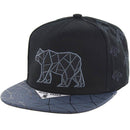 BEAR EMBROIDERY DETAIL PU VISOR SNAPBACK CAP