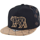 BEAR EMBROIDERY DETAIL PU VISOR SNAPBACK CAP