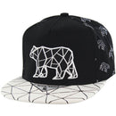 BEAR EMBROIDERY DETAIL PU VISOR SNAPBACK CAP