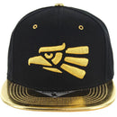 GOLD PATCH DETAIL METAL PU VISOR SNAPBACK CAP