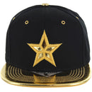 GOLD PATCH DETAIL METAL PU VISOR SNAPBACK CAP