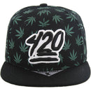 420 PATCH ALL OVER PATTERN VISOR SNAPBACK CAP