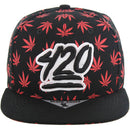 420 PATCH ALL OVER PATTERN VISOR SNAPBACK CAP