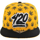 420 PATCH ALL OVER PATTERN VISOR SNAPBACK CAP