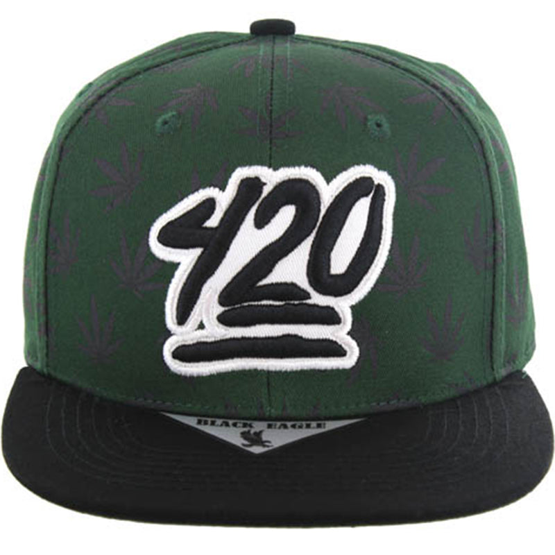 420 PATCH ALL OVER PATTERN VISOR SNAPBACK CAP