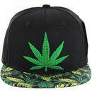 MARIJUANA EMBROIDERY DETAIL SNAPBACK CAP