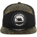 CALI BEAR PATCH FRONT NYLON CAMO SNAPBACK CAP
