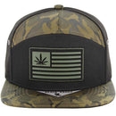 MARIJUANA FLAG WOVEN PATCH FRONT NYLON SNAPBACK CAP
