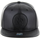 NEW YORK EMBROIDERY DETAILING PU 6-PANEL SNAPBACK CAP
