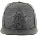 MARIJUANA EMBROIDERY DETAILING PU 6-PANEL SNAPBACK CAP