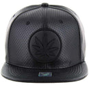MARIJUANA EMBROIDERY DETAILING PU 6-PANEL SNAPBACK CAP
