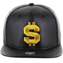 $ EMBROIDERY DETAILING PU 6-PANEL SNAPBACK CAP