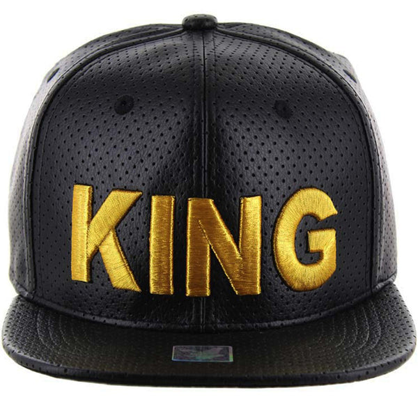 KING EMBROIDERY DETAILING PU 6-PANEL SNAPBACK CAP