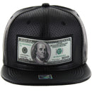DOLLAR EMBROIDERY DETAILING PU 6-PANEL SNAPBACK CAP