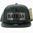 DALLAS METAL PATCH DETAILING VISOR CARBON PU SNAPBACK CAP