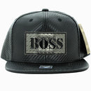 BOSS METAL PATCH DETAILING VISOR CARBON PU SNAPBACK CAP