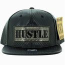 HUSTLE METAL PATCH DETAILING VISOR CARBON PU SNAPBACK CAP