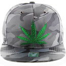 MARIJUANA EMBROIDERY CAMO NYLON SNAPBACK CAP