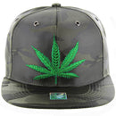 MARIJUANA EMBROIDERY CAMO NYLON SNAPBACK CAP
