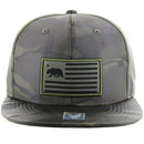 CALI BEAR WOVEN PATCH FRONT CAMO NYLON SNAPBACK CAP