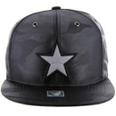 STAR WOVEN PATCH FRONT CAMO NYLON SNAPBACK CAP