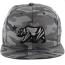 CALI BEAR EMBROIDERY CAMO NYLON SNAPBACK CAP