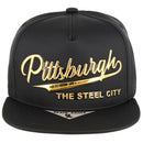 GOLD PATCH DETAILING MATT PU SNAPBACK CAP