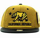 CALI BEAR EMBROIDERY DETAILING PU 6-PANEL SNAPBACK CAP